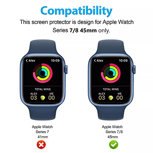 Spenix Case for Apple Watch Series 8/7 45mm Hard PC Cover with Built-in 9H Tempered Glass - Transparent