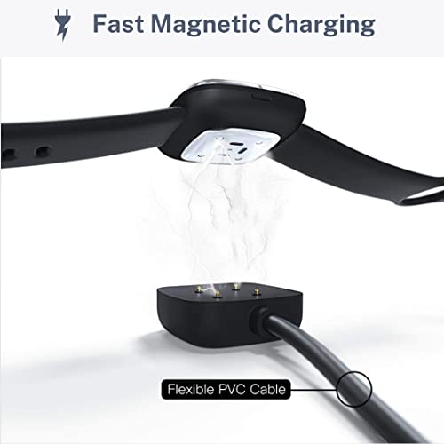 Spenix Charger Dock for Fitbit Versa 4 / Fitbit Sense 2 - USB Charging Cable 100cm-Black