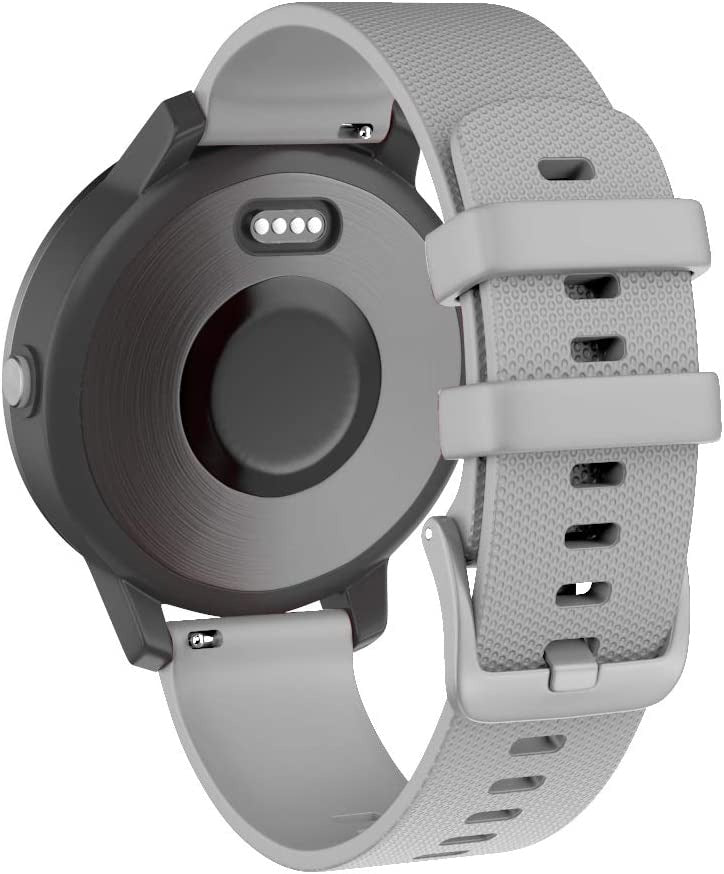 Spenix Straps for Garmin Vivomove HR, Vivoactive 3,  Forerunner 245/645 Music, Approach S40 S12 S42, D2 Air, Polar Ignite - 20mm Silicone Replacement Band - Grey