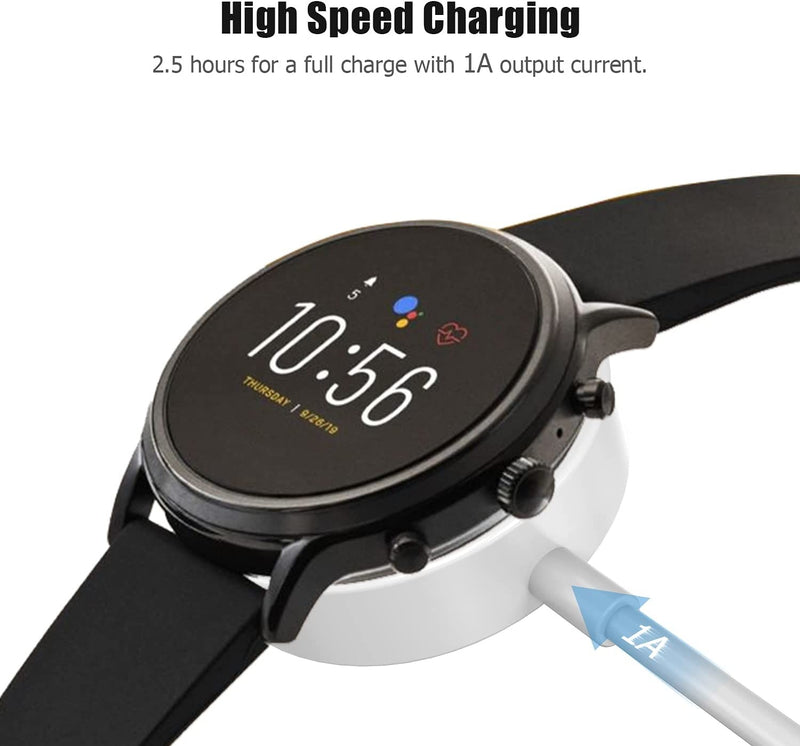 Spenix charger for Emporio Armani, Skagen falster 2, Misfit Vapor 2, Diesel Guard 2.5 Magnetic Charging Cord - White