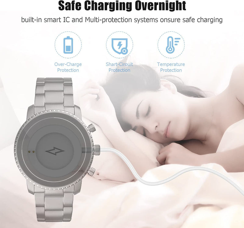 Spenix charger for Emporio Armani, Skagen falster 2, Misfit Vapor 2, Diesel Guard 2.5 Magnetic Charging Cord - White